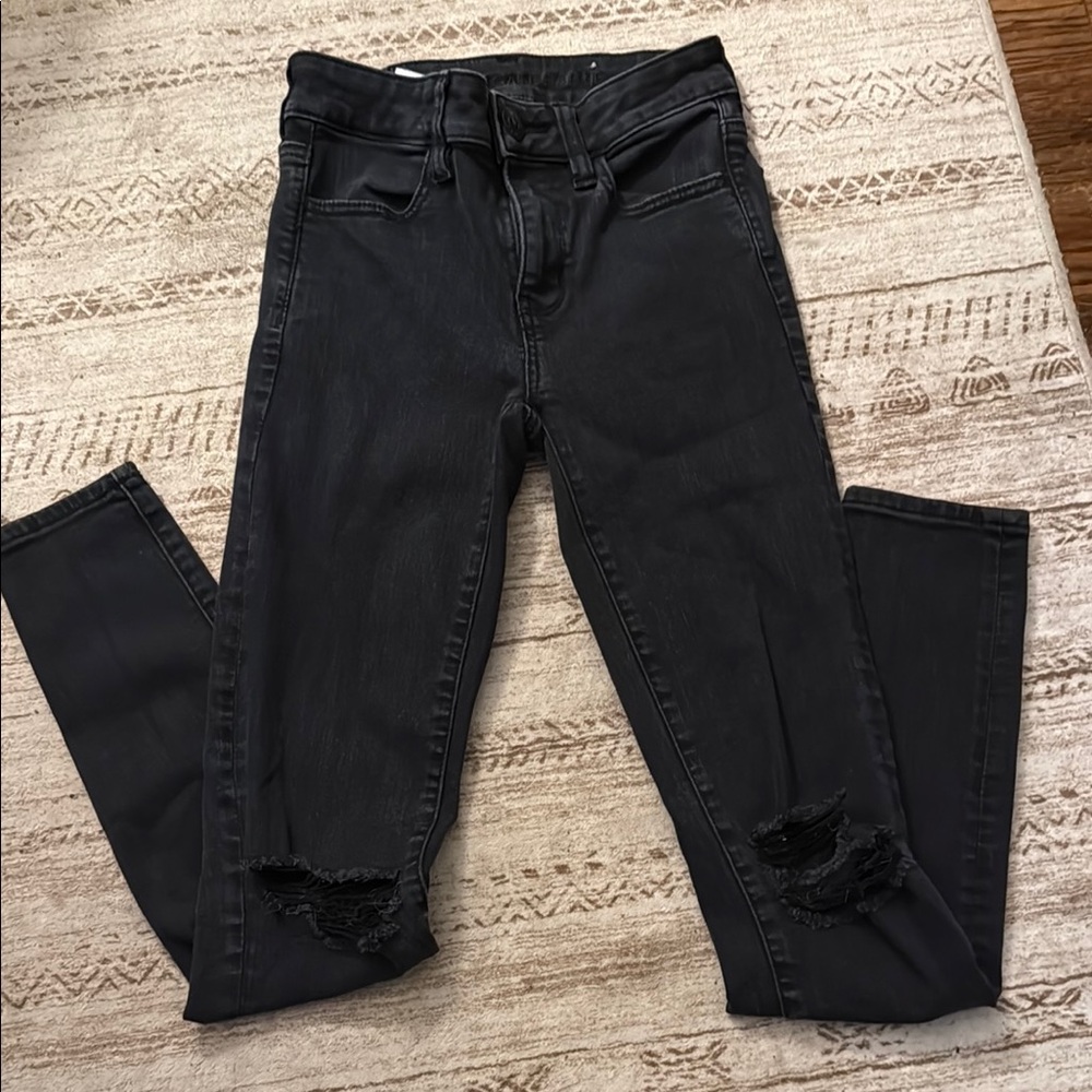 American Eagle Outfitters Black Skinny Jeans Distressed Style